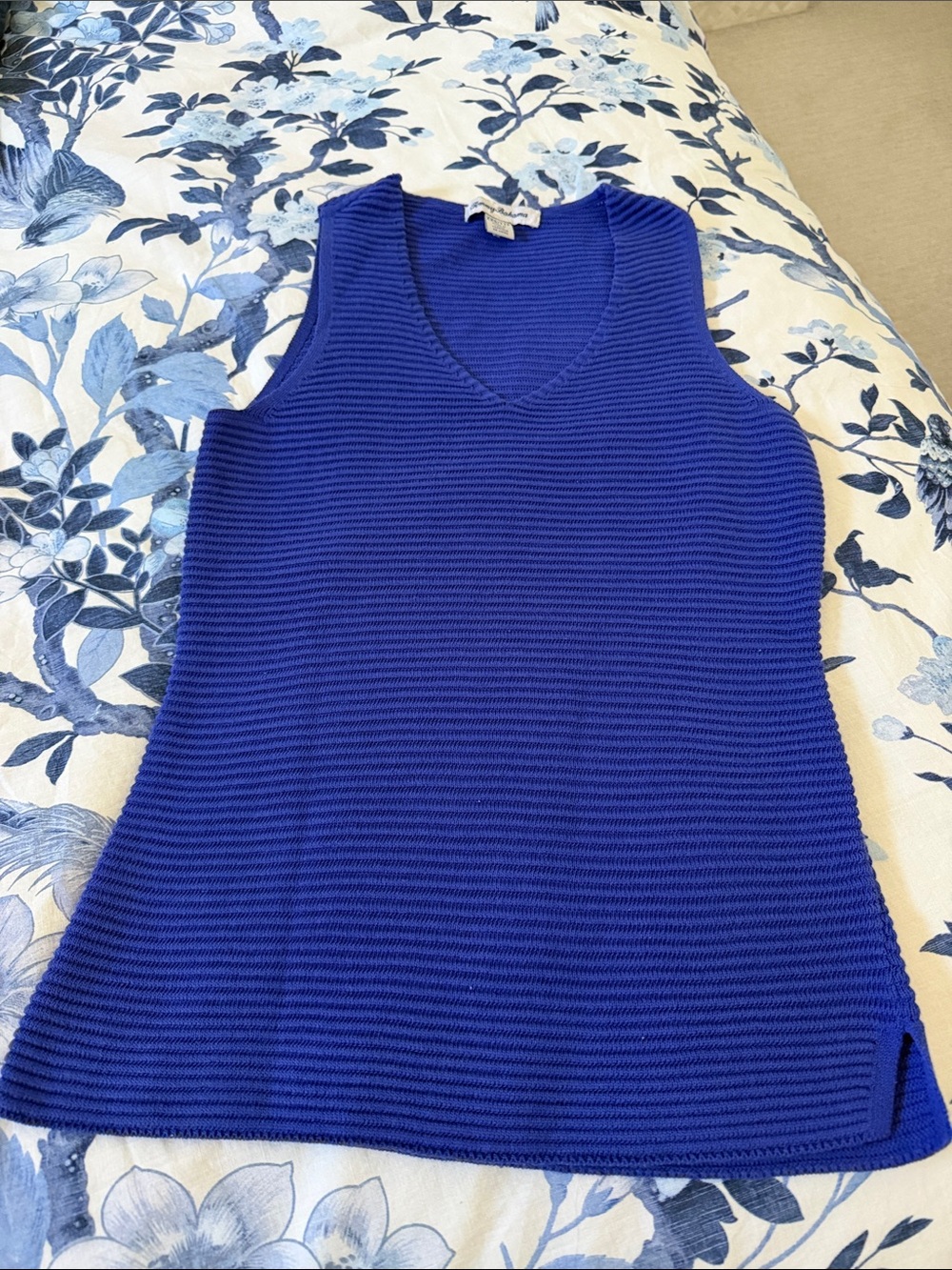 Tommy Bahama Cobalt Blue Ribbed Knit Top